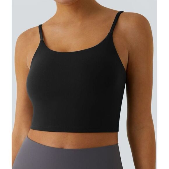 Halara Basic Padded Workout Cropped Tank Top in Black Size M NWT - Picture 1 of 9